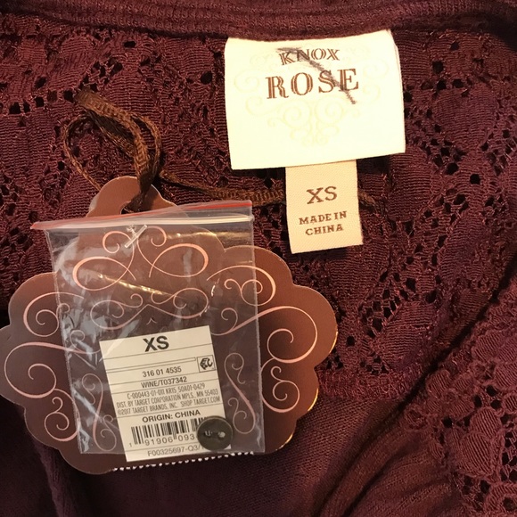 NEW Knox Rose Maroon Long Sleeve Knit Shirt Sweater Buttons XS Extra Small - Picture 5 of 7